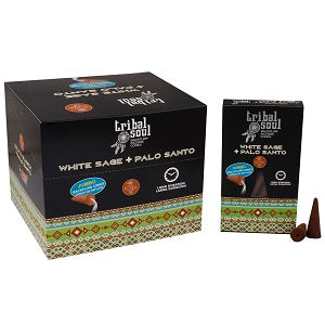 Tribal Soul Backflow Incense Cones - White Sage + Palo Santo - Hira Online